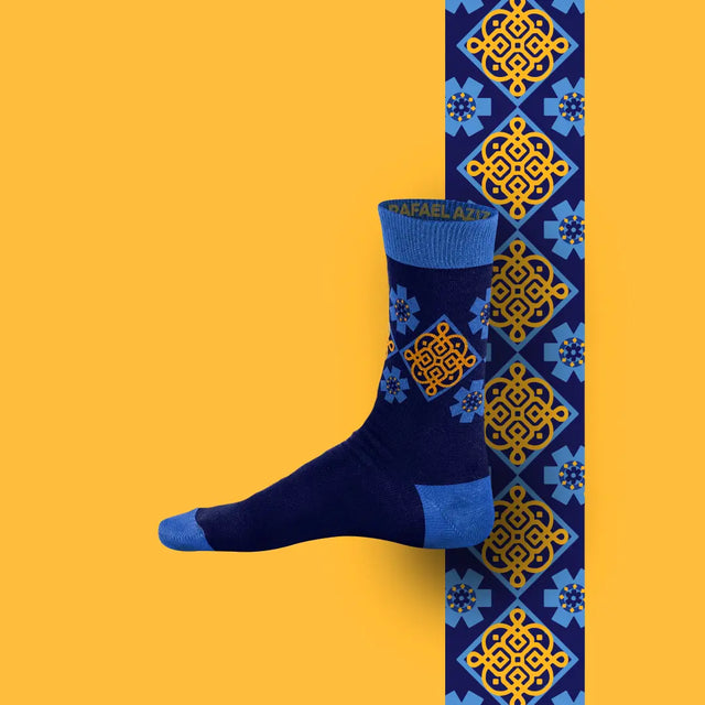 Blue luxury dress socks