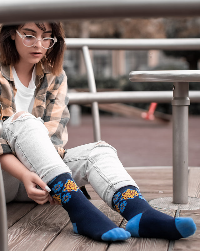 women's goel blue dress socks